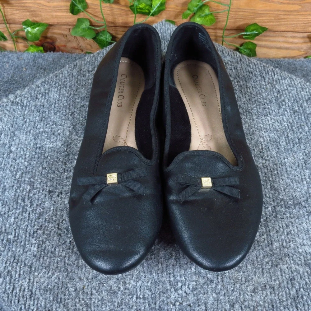 Charter Club Kimii Women Ballet Flat Size 9 Professional Work Office Black Bow